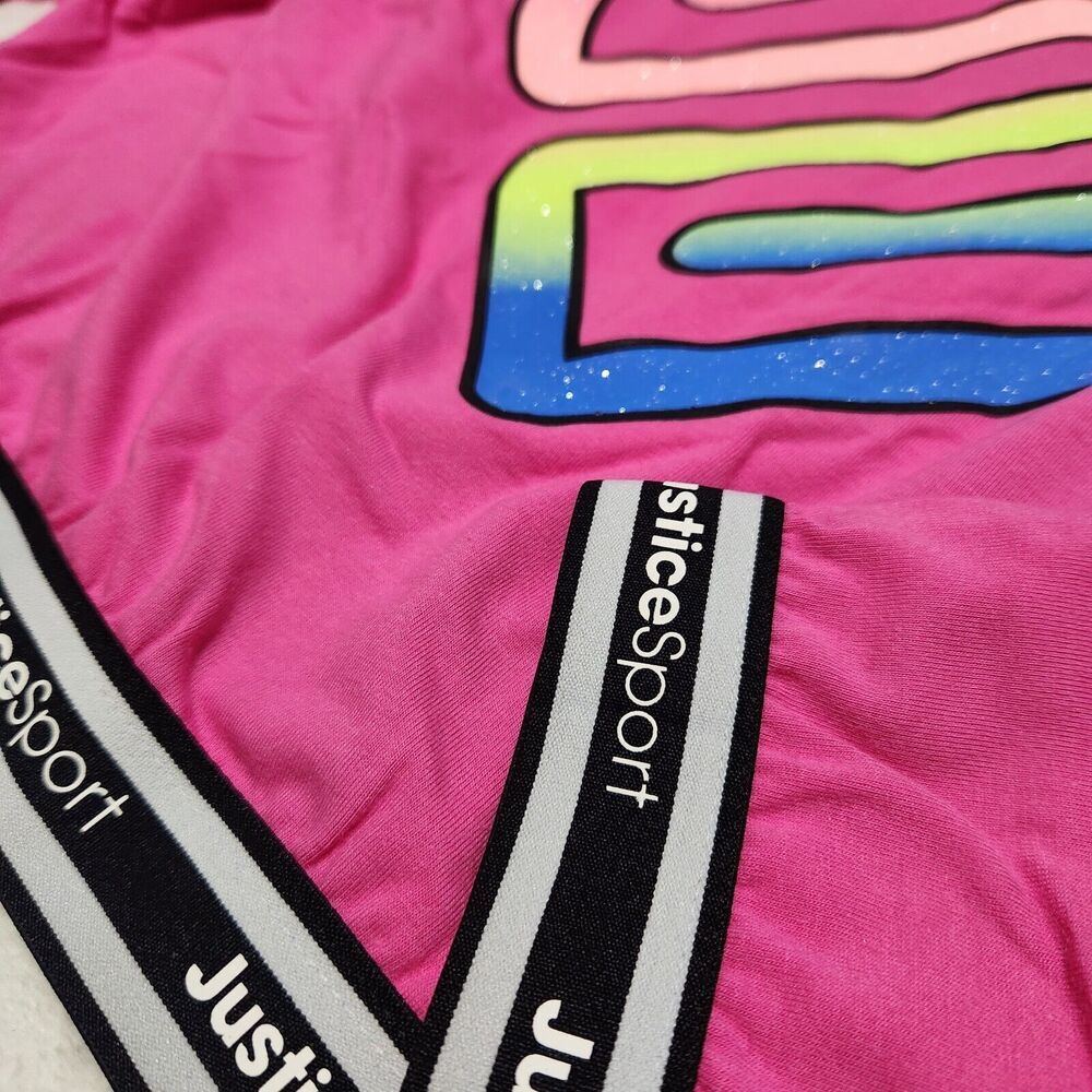 Justice Sweatshirt For Girls Pink Size XL Crop Logo Graphic with Tie Dye Bra - Picture 8 of 13